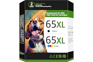 WEKVA 65XL Black/Tri-Color Ink Cartridges (2-Pack) for HP Ink 65 65XL High Yield Work for HP DeskJet 3755, 3772, 3722, 3752, 3700 Series; 2622, 2652, 2600 Series; Envy 5055, 5052, 5014, 5000 Series T0A36AN