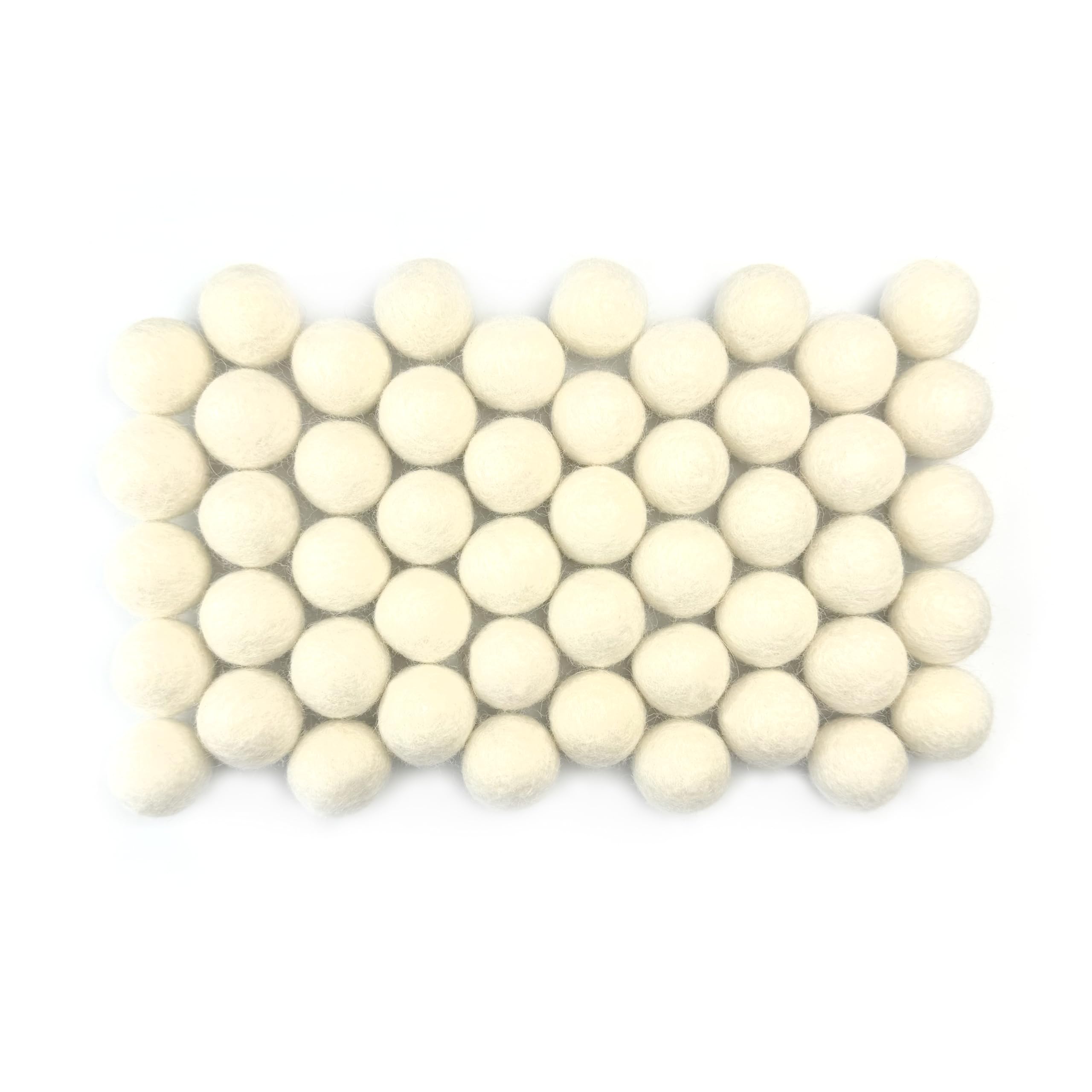Wildflower by hu hands Natural White Felt Balls 1 inch (2.5cm) | (50) Wool Pom Poms | Hand Felted Pompoms for Crafts, Felting, Garland, Decor, Party | Muslin Bag