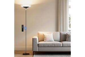 SIBRILLE Torchiere Floor Lamp - 72" Tall LED Standing Lamp with Remote/Button Control, 1800Lm, 3000-6500K, 30W Dimmable Moder