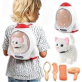 WorWoder Electronic Interactive Plush Cat- Battery Operated Mechanical Walking Little Pet Kitten with a Cute Bag, Meow Tail Wagging, Stretching Companion Animal for Toddlers & Kids