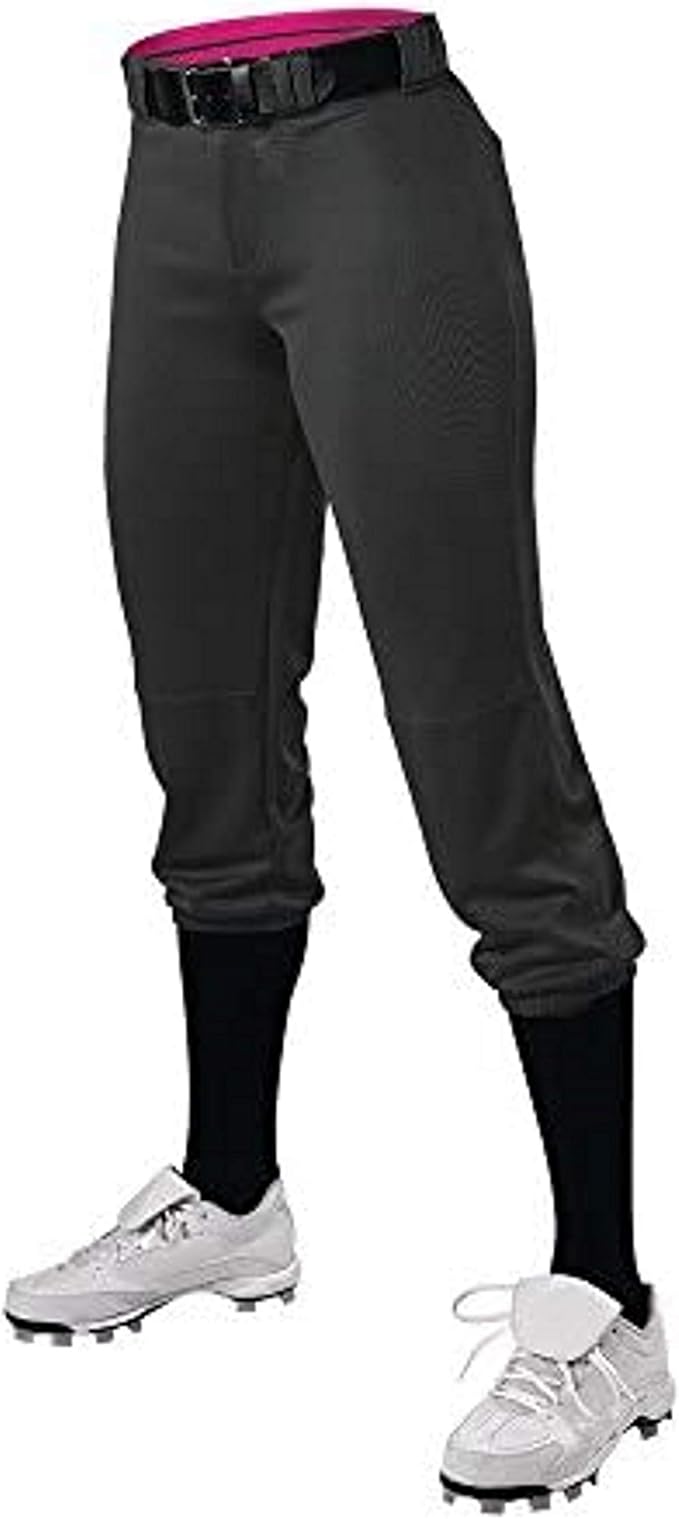 Alleson ATHLETIC Fastpitch Softball Pants for Girls. Low Rise Double Knit Black Softball Pants