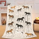 Horse Throw Blanket Horse Gifts for Women Girls Western Horses Cozy Fleece Fuzzy Soft Flannel Plush Animal Lover Warm Bedding Stuff for Kids Adults 40 x 50 Inch