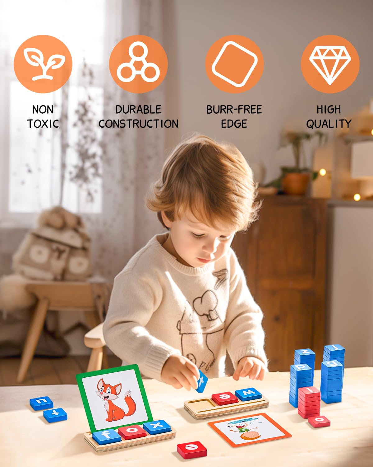 Mua JoyCat Wooden Short Vowel Reading Letters Sorting Spelling Games ...