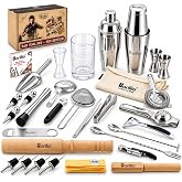 Barillio Bar Tool Set Pro Edition - Stainless-Steel Cocktail Shaker Set - Mixology Bartender Kit w/Boston Shaker, Drink Mixer &amp; Muddler for Cocktails - Home Bar Accessories - 32-Pc Bar kit