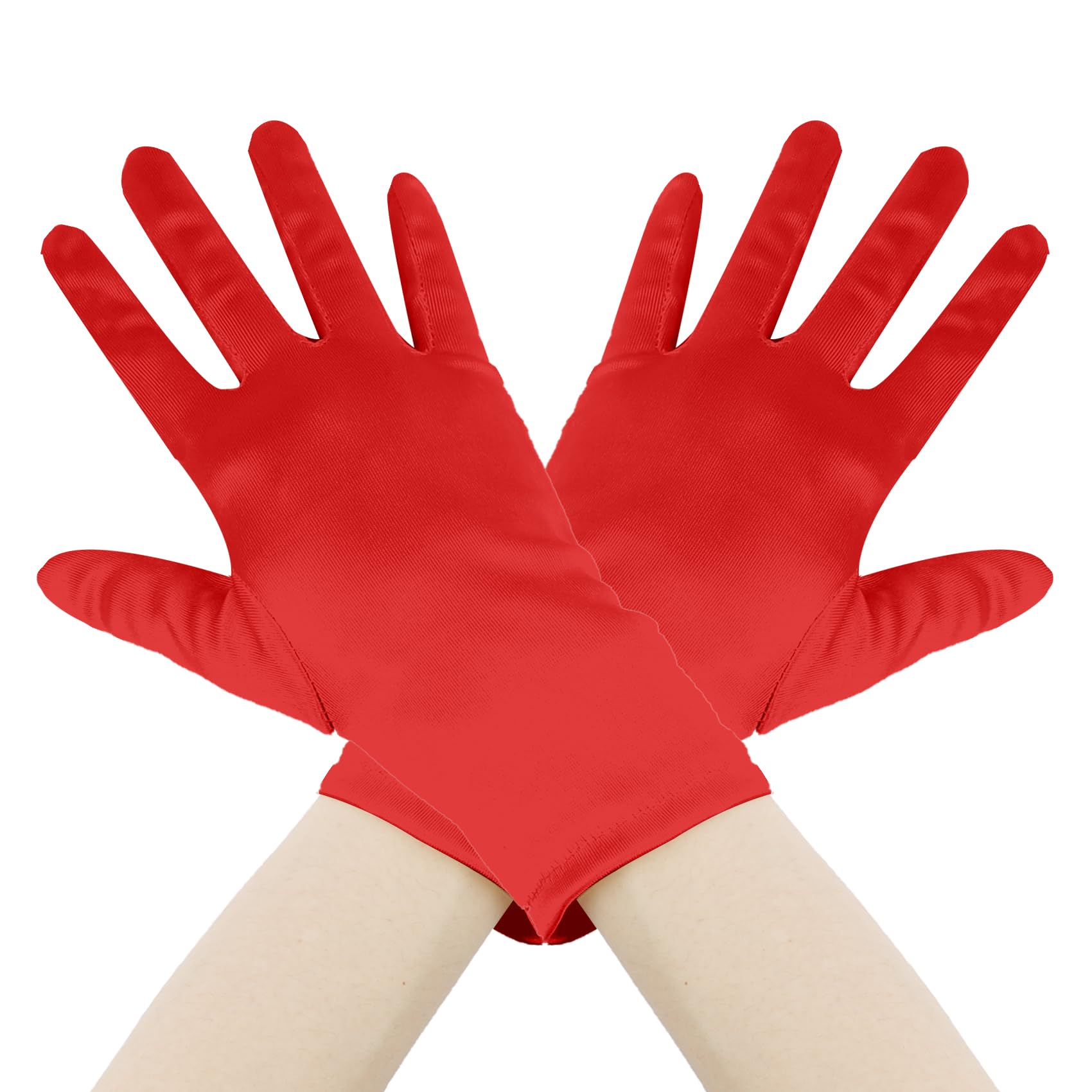 Women's Costume Red Satin Magician Opera Vintage Halloween Christmas Gloves