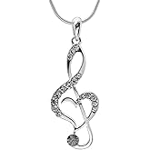 Silver Plated Crystal Treble Clef Necklace