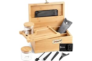 OZCHIN Large Bamboo Box with Combination Lock Decorative box for Home Great Gift Choice Storage Lockbox with Storage Jar, Christmas Gifts for Men Women