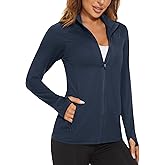 MAGCOMSEN Women's UPF 50+ Lightweight Athletic Jacket Sun Protection Full Zip Long Sleeve Shirts Hiking Outdoor Pockets
