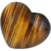 rockcloud Healing Crystal Tiger's Eye Heart Love Carved Palm Worry Stone Chakra Reiki Balancing