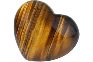 rockcloud Healing Crystal Tiger's Eye Heart Love Carved Palm Worry Stone Chakra Reiki Balancing