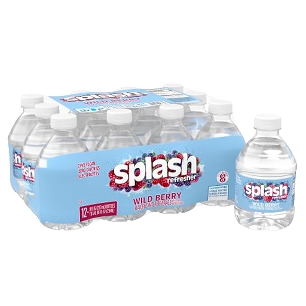 SPLASH REFRESHER WILD BERRY FLAVORED WATER, 8 FL OZ, PLASTIC BOTTLE PACK OF 12