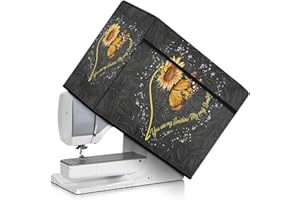 Mintulipy Sewing Machine Cover Dust Cover with Essentials Pockets Suitable for Most Standard Sewing Machine Sunflower Butterfly Machine Washable Fabric Portable