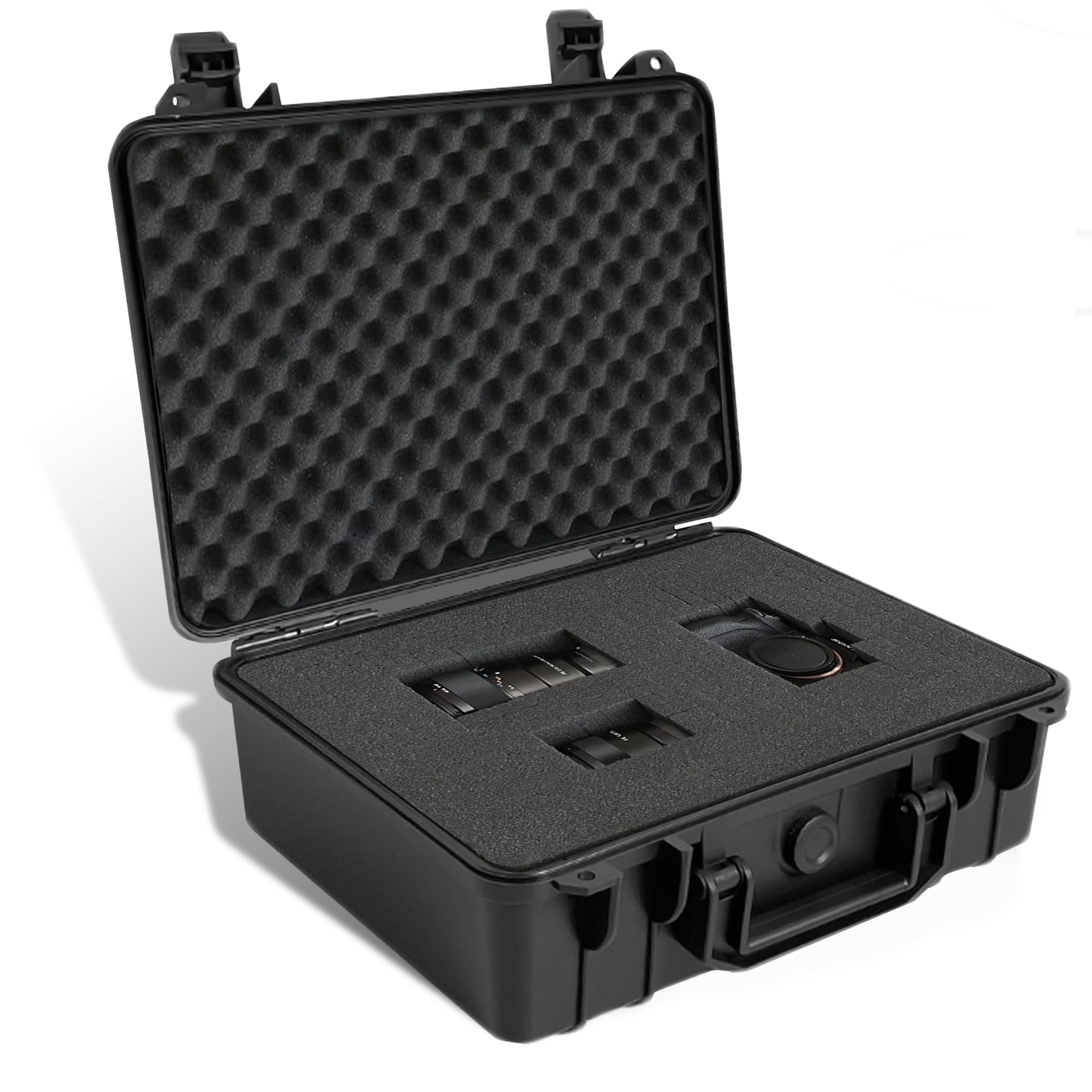 JIANFA Hard Case with Foam 280 x 240 x 130mm, Portable Waterproof Flight Case with Customizable Foam, IP67 Water Proof Grade Pelican Cases for Drones, Camera and Equipments(Black)