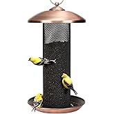 Kingsyard Finch Feeders for Outdoors Hanging, Metal Mesh Tube Bird Feeder for Nyjer/Thistle Seed, 2.5 lbs Large Capacity (Antique Copper)