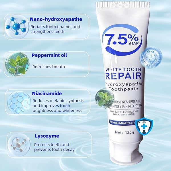 HYDROXYAPATITE TOOTHPASTE, 7.5% HYDROXYAPATITE TOOTHPASTE FOR ENAMEL PROTECTION AND TOOTH STRENGTHENING