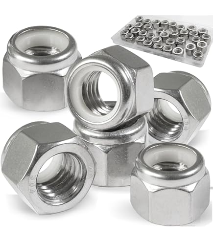 Stainless Steel Thin Jam Nylon Insert Lock Nuts - 1/2"-20 Thread, Pack Of 10 (Low Profile Locking Nuts)