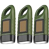 Hand Crank Solar Powered Flashlights,Compact Emergency Rechargeable LED Flashlight Handheld Survival Flashlight,Quick Snap Ca
