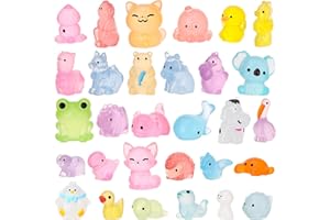 Guiqulai 30 PCS Luminous Mini Resin Animals 30 Styles Cute Resin Figures Fun Miniature Animals Cat Fox Frog Chicken Duck for 