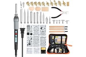 HANDSKIT 51PCS Wood Burning Kit, 90W 110V Wood Burning Tool with Engraving Soldering Iron, Pyrography Tool for Beginners, Adjustable Temperature 180~480℃, Wood Burning Pyrography Pen for Embossing/Crafting
