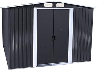 Zelsius Geräteschuppen mit Schiebetür 2 x 2,5 m | Geräumiges Gartengerätehaus | Metallgerätehaus mit Satteldach | Gartenhaus | Geräteschrank für Garten (Anthrazit Grau)