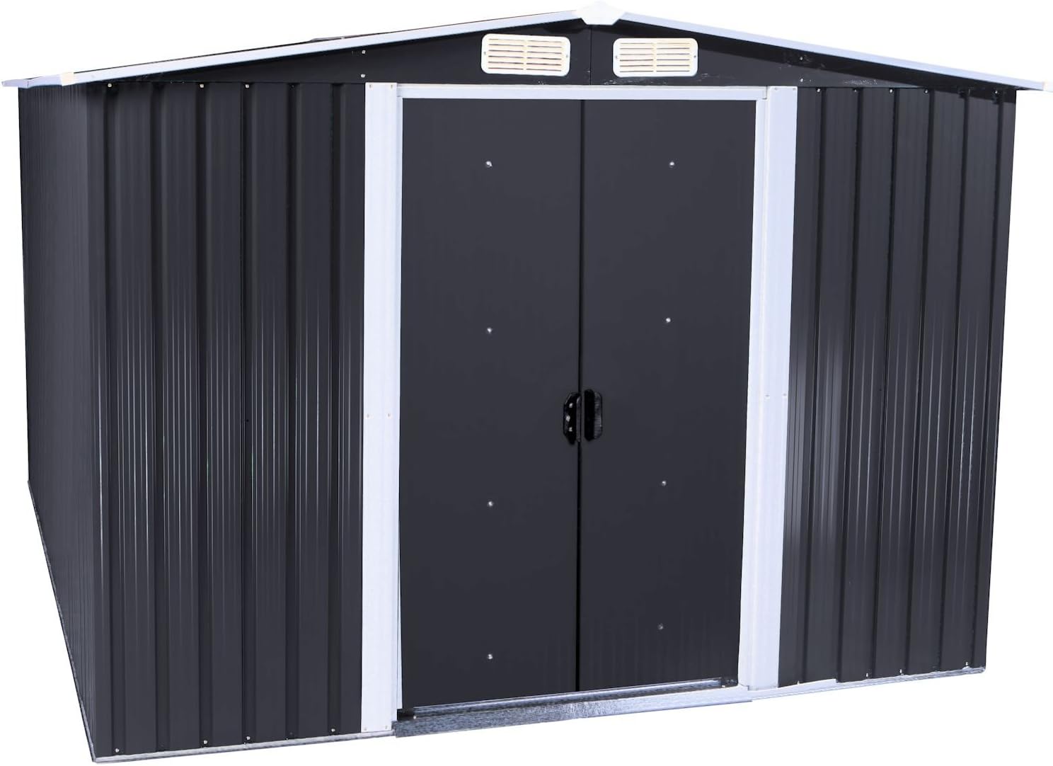 Zelsius Geräteschuppen mit Schiebetür 2 x 2,5 m | Geräumiges Gartengerätehaus | Metallgerätehaus mit Satteldach | Gartenhaus | Geräteschrank für Garten (Anthrazit Grau)