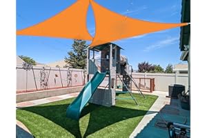 Coarbor 16'x16'x16' Sun Shade Sail Triangle Heavy Duty Fabric Cloth Screen for Patio Garden Yard Deck Pergola Canopy Water Permeable & UV Resistant (Orange)