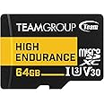 TEAMGROUP HIGH Endurance 64GB Micro SDXC UHS-I U3 V30 4K 100MB/s (Designed for Monitoring) Memory Card, 4K & Full HD Video Recording TTUSDX64GIV3002