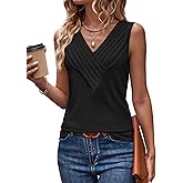 LYHIPSS Womens Summer Tank Tops V Neck Sleeveless Loose Fit Summer Casual T-Shirts Blouses