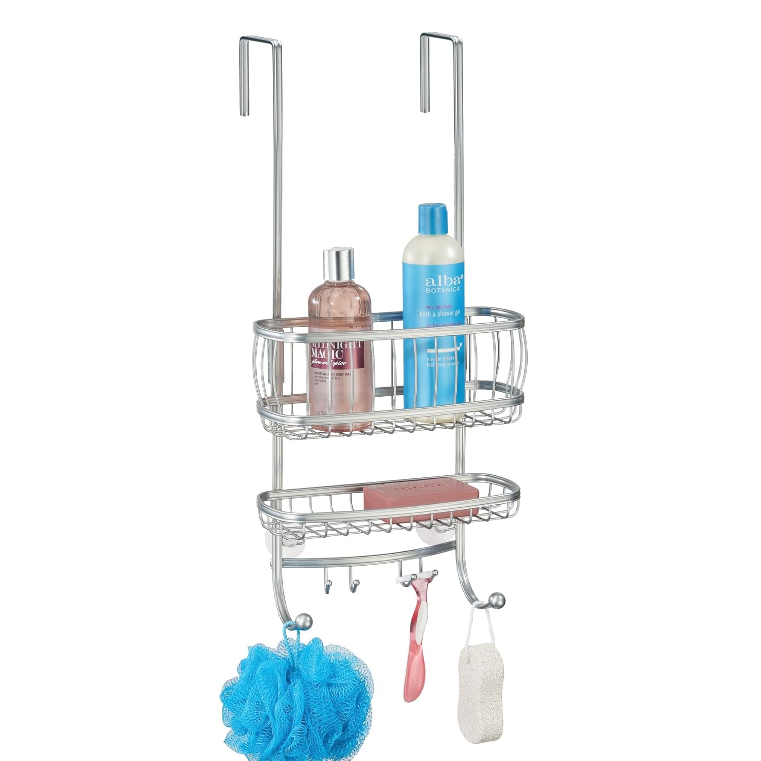 mDesign Over Door Shower Caddy Practical Stainless Steel Shower