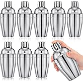 Nitial 9 Pcs Bar Cocktail Shaker Professional Stainless Steel Martini Drink Mixer Built-in Strainer for Bartending No Leaks Boston Shaker for Bar Party Drink Tool(Silver,8 oz)