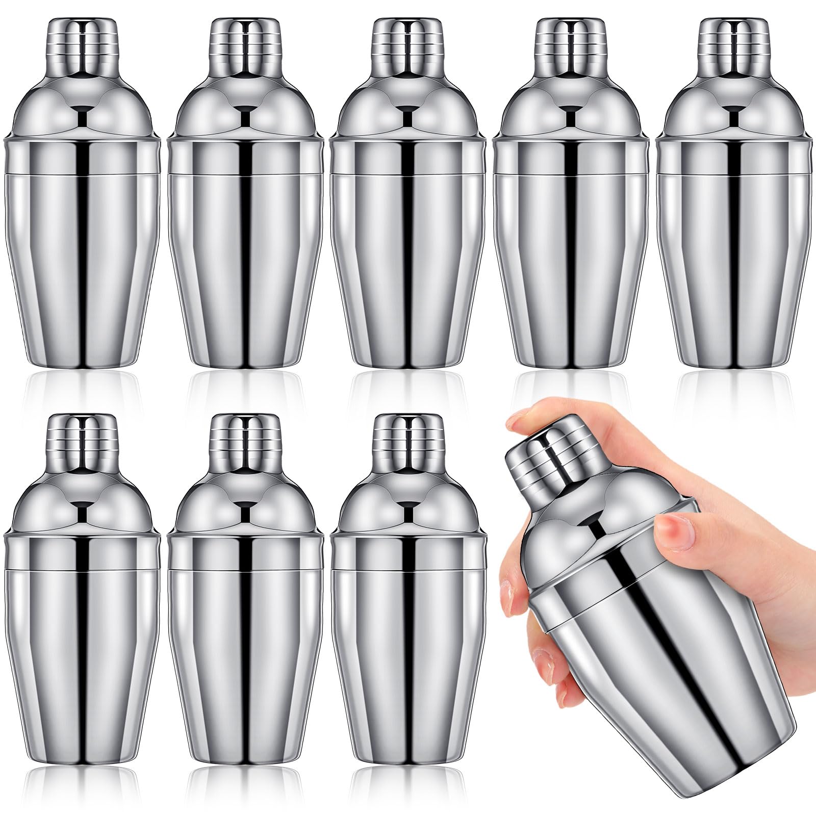 Photo 1 of Nitial 9 Pcs Bar Cocktail Shaker Professional Stainless Steel Martini Drink Mixer with Built-in Strainer for Bartending No Leaks Boston Shaker for Bar Party Drink Mixing Tool(8 oz)
