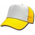 DECKY Two Tone Trucker Mesh Caps Plain Baseball Hat (Adjustable, YELLOW/WHITE)
