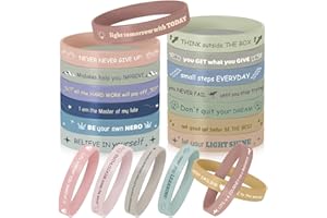 20/40/60Pcs Motivational Quote Silicone Bracelets, Inspirational Rubber Wristbands Colored Bracelets for Teens, Positive Affi