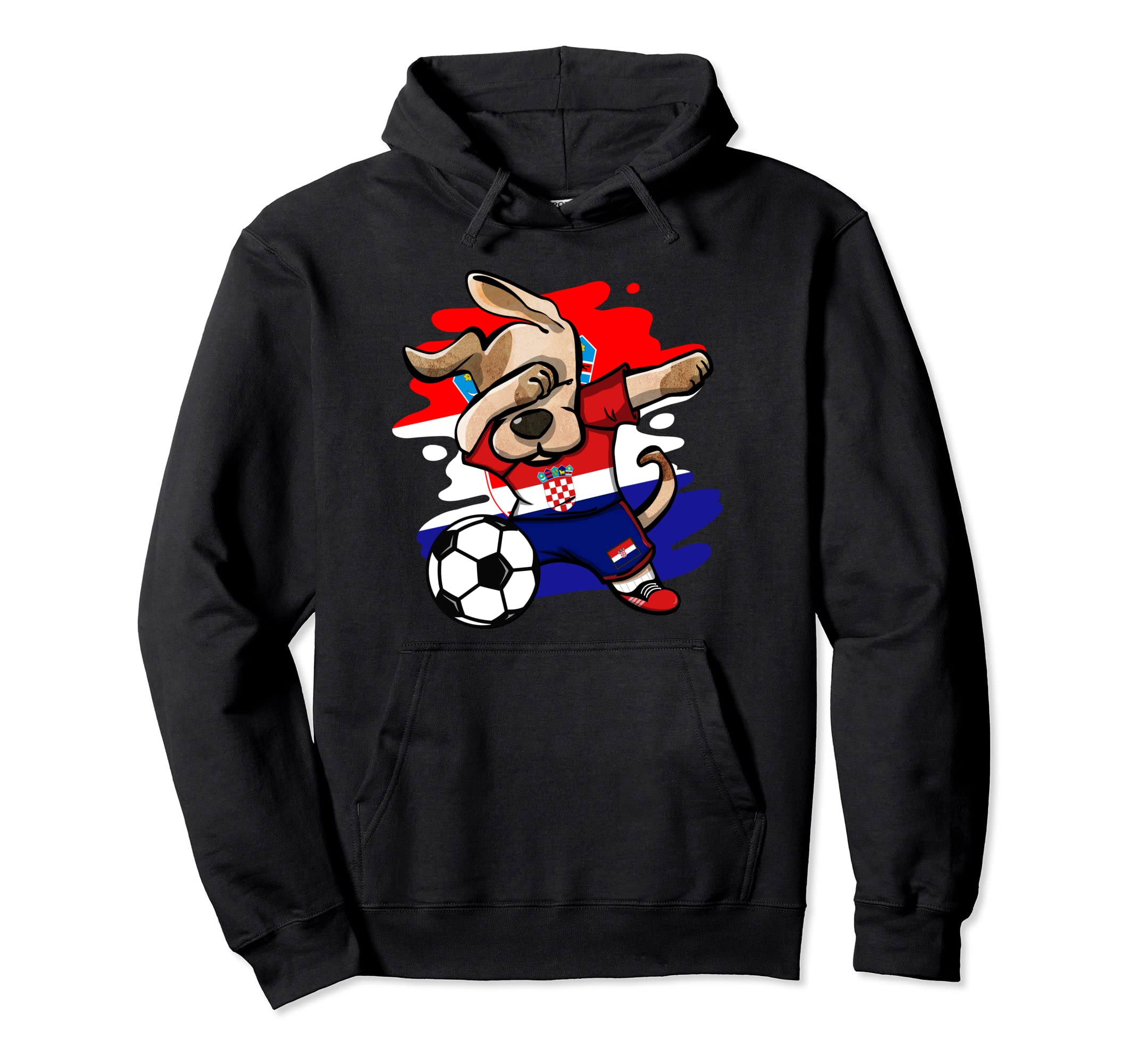 Dabbing Dog Croatia Soccer Fan Jersey Croatian Flag Football Pullover Hoodie