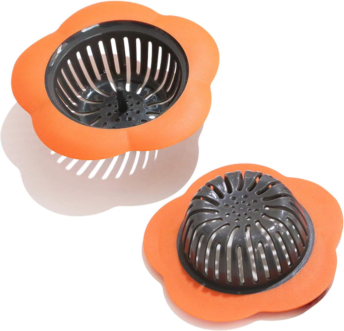 Betwoo Plastic Sink Strainer Kitchen Sink Drain Filter Basket (Set of 2, Orange)