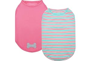 KYEESE 2 Pack Dogs Shirts Striped Dog T-Shirts Soft Cotton Tank Top Sleeveless Vest Cat Puppy Shirts