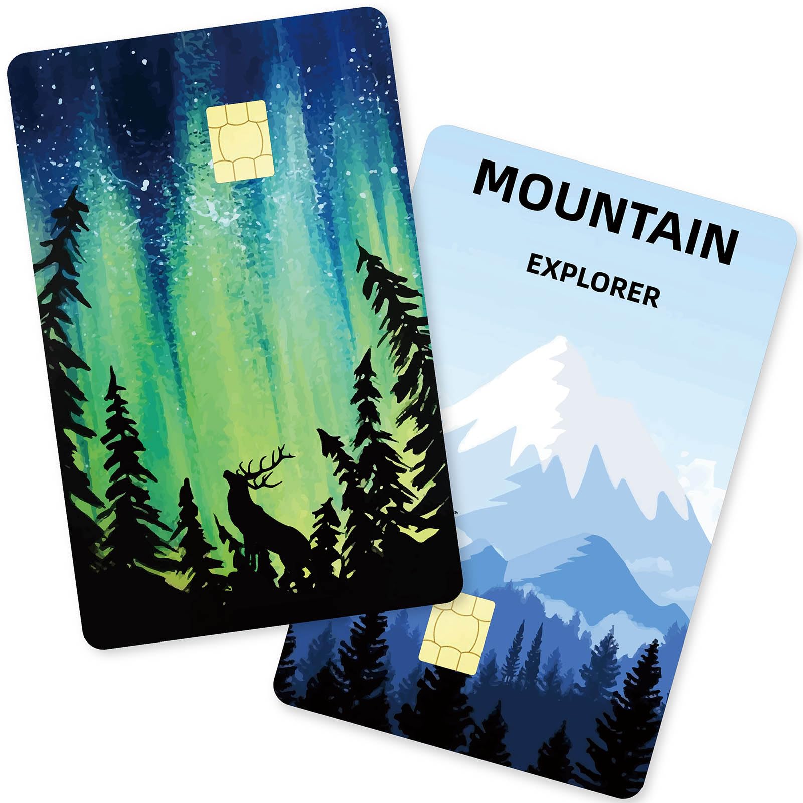CREATCABIN 8 Sheets Starry Card Skin Sticker Mountain Debit Credit Card Skins Covering Set Aurora Personalizing Bank Card Protecting Removable Wrap Waterproof Slim No Bubble for Bank Card 7.3x5.4Inch