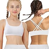 iMuchic Girl Sports Bra Sleeveless Tank Top - Seamless Stretchy Back Crisscross Crop Undershirt Fitness Yoga Bras