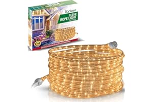 Tupkee Incandescent Rope Light Clear - 24 Feet (7.3 m), for Indoor and Outdoor use - 10MM Diameter - 288 Clear Warm Incandescent Long Life Bulbs Decorative Rope Tube Lights