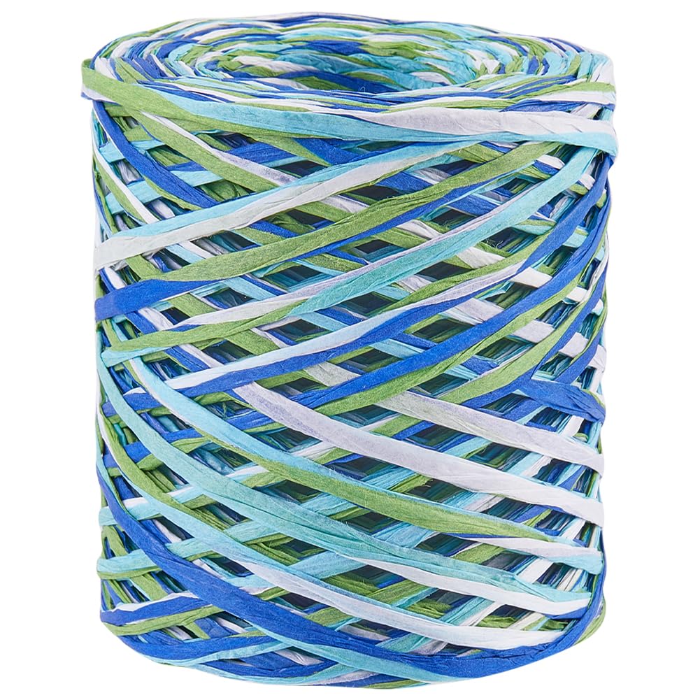 GORGECRAFT Raffia Paper Ribbon 200M Gift Wrapping Paper Twine Rolls Blue Series Colored Packing Raffia String for DIY Crafts Florist Bouquets Christmas Festival Holiday