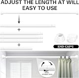 KIAMXNE Stainless Steel Extendable Shower Curtain Rod 132-195cm White view 3