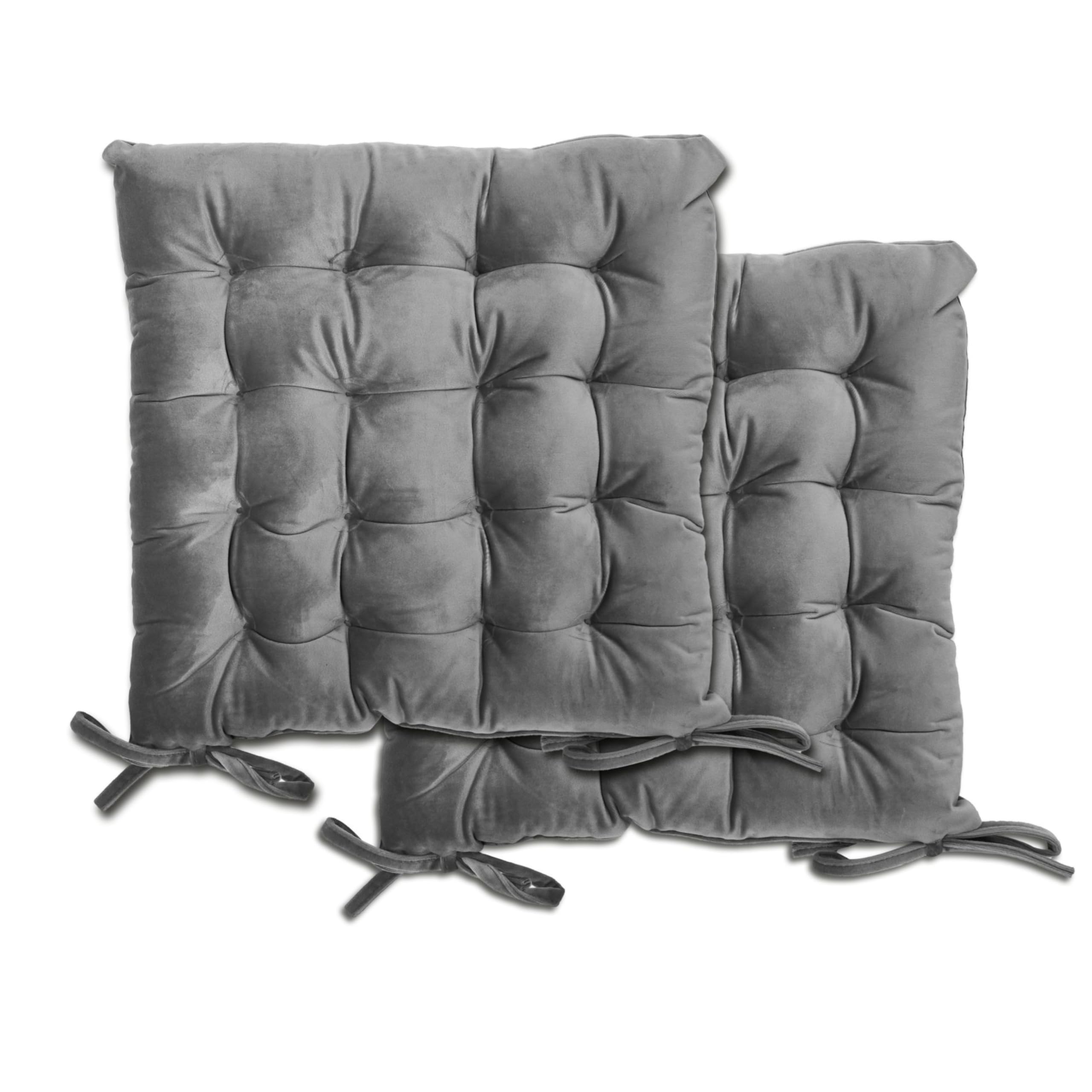 Emma Barclay Velvet Holland Luxury Seat Pad in Charcoal - 16x16 (40x40cm)