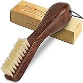 TAKAVU Stain Brush, Laundry Brush for Stain Removal, Natural Boar Bristle Cleaning Brush with Ergonomic Handle, Suitable for Delicate Fabrics Without Damage, Perfect Laundry, Shoes, Boots, Home