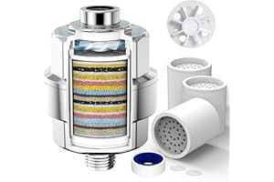 20-Stage Shower Filter-Shower Head Filter for Hard Water, with 3 Replaceable Filter Cartridges, High Output Shower Water Filt