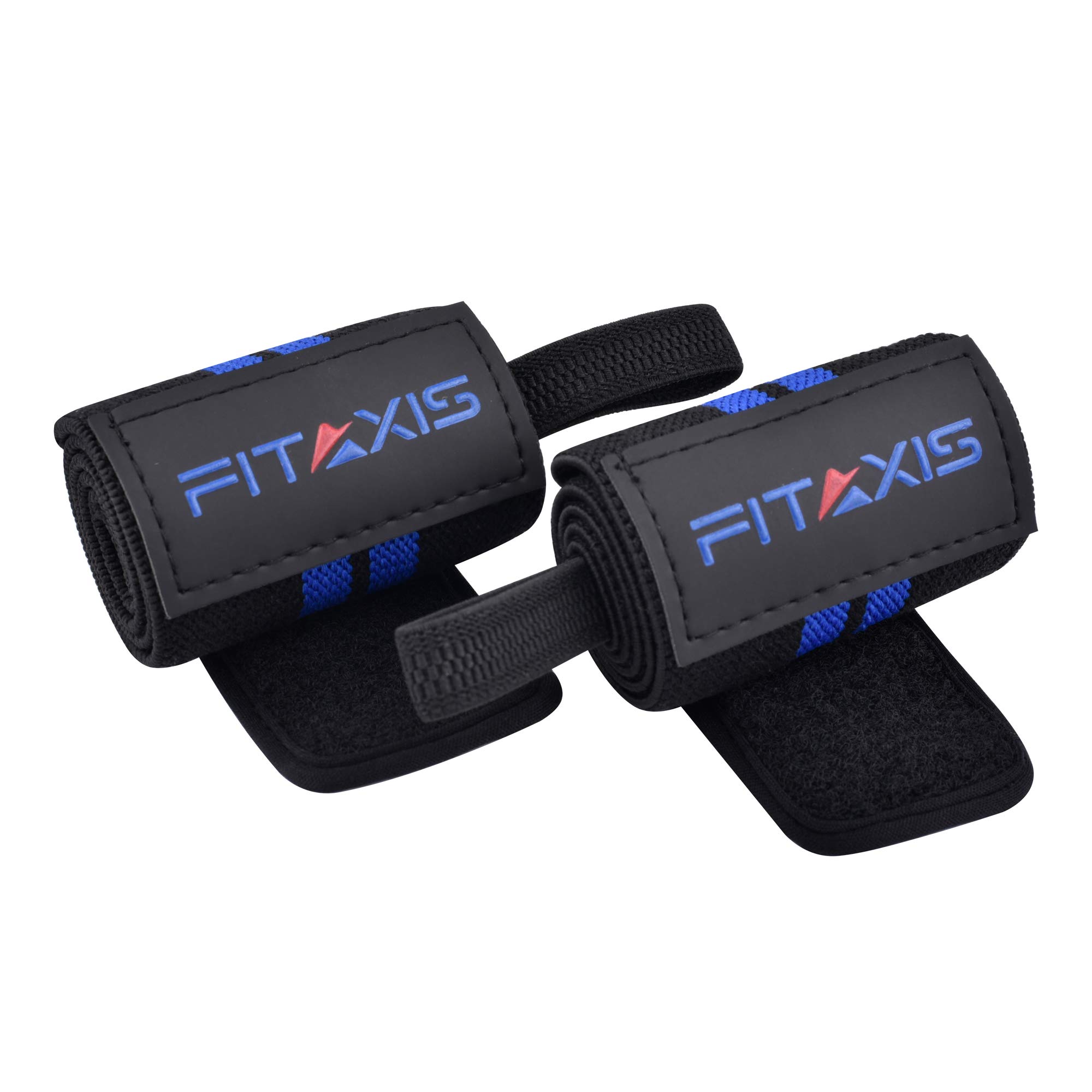 FITAXIS Muñequeras | Wrist Wraps/Bands for Gimnasio Fitness Crossfit Weightlifting para Hombres y Mujeres (Black/Blue, 18\