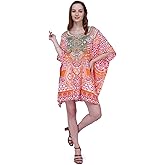 Miss Lavish London Women’s Plus Size Short Kaftan Cover Up Dress, Resort Wear Caftan, Summer Cruise Vacation Swim Coverup