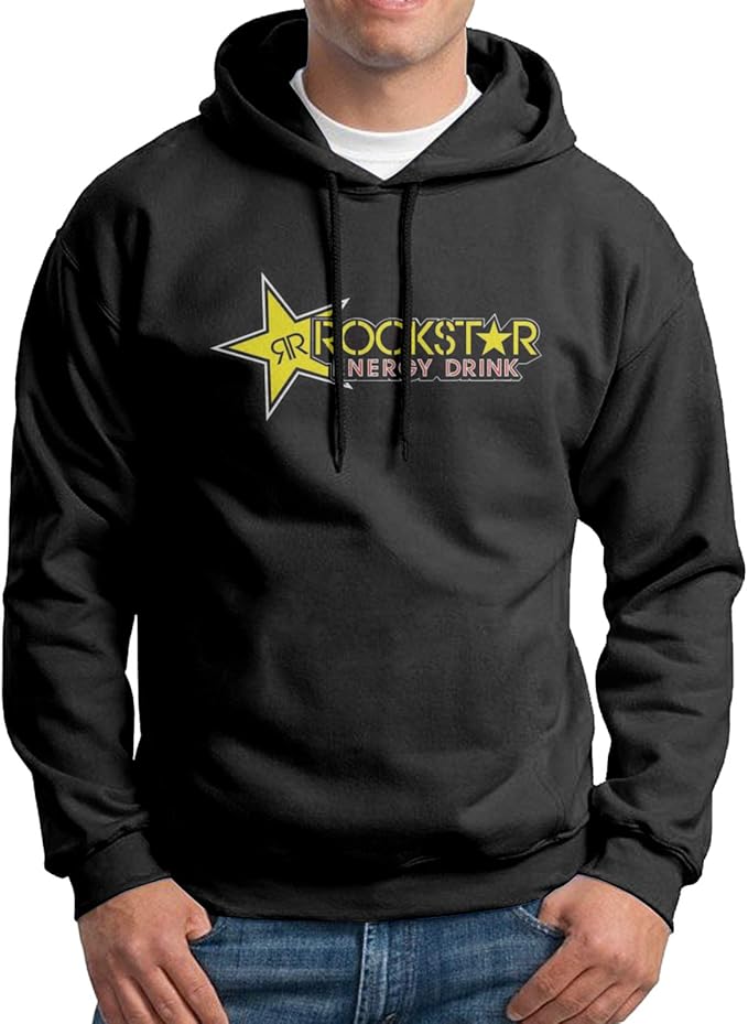 Rockstar Energy Drink Printed Men'S Hooded Pocketless Sweater Comfortable Wear Resistant Large 