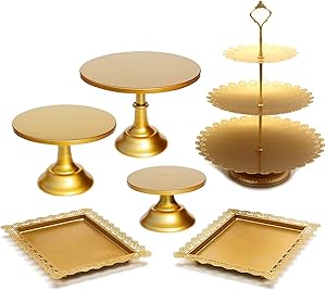 Cake Stands Set of 6 Pieces Iron Gold Cupcake Holder Fruits Dessert Display Plate Serving Tray for Baby Shower Wedding Birthday Party Celebration Home Decor