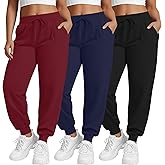 Evervibe 3 Pack Women's Plus Size Yoga Joggers Pants, Casual Drawstring Workout Lounge Pants Active Sweatpants with Pockets