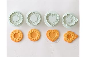 4 Piece Cutter Shape Set Cookie Cutter Fruit Stamp Mold, Mini Fruit Figure Cookie Press Set for Halloween Everyday Cookies, P